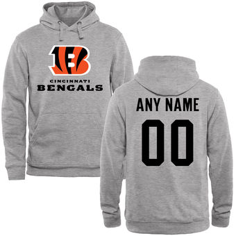 Cincinnati Bengals Steel Custom Name & Number Wordmark Pullover Hoodie