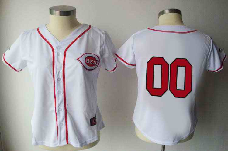 Cincinnati Reds Blank White Red Number Women Custom Jerseys