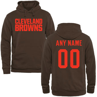 Cleveland Browns Brown Custom Name & Number Wordmark Pullover Hoodie