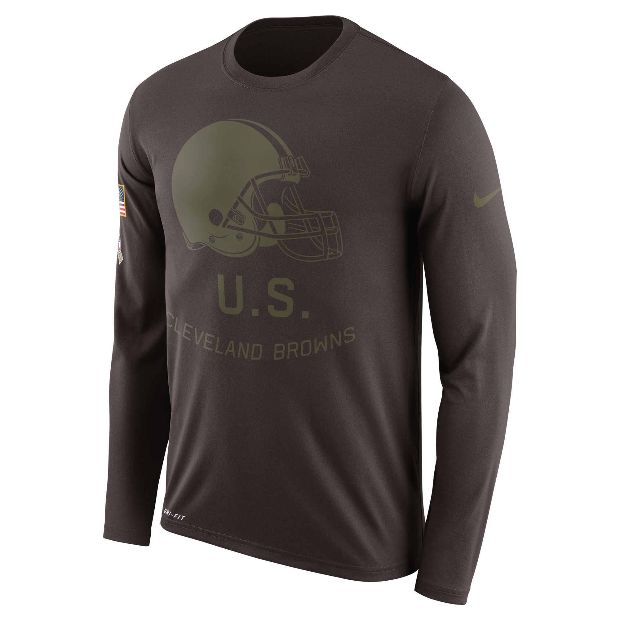 Cleveland Browns Nike Salute To Service Sideline Legend Performance Long Sleeve T-Shirt Brown Cleveland Browns Nike Salute To Service Sideline Legend Performance Long Sleeve T-Shirt Brown