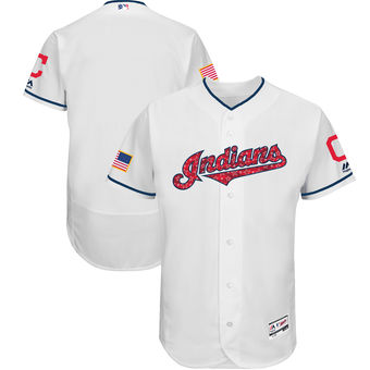 Cleveland Indians Majestic 2017 Stars & Stripes Authentic Collection FlexBase Team Jersey - White