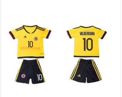 Colombia #10 Valderrama Home Kid Soccer Country Jersey