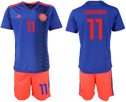 Colombia #11 Cuadrado Away Soccer Country Jersey Colombia #11 Cuadrado Away Soccer Country Jersey