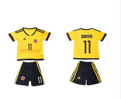 Colombia #11 Quintero Home Kid Soccer Country Jersey