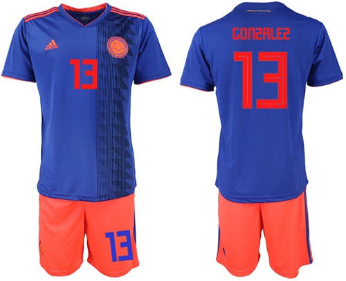 Colombia #13 Gonzalez Away Soccer Country Jersey Colombia #13 Gonzalez Away Soccer Country Jersey