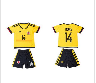 Colombia #14 Mojica Home Kid Soccer Country Jersey