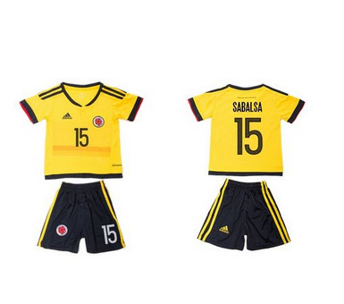 Colombia #15 Sabalsa Home Kid Soccer Country Jersey