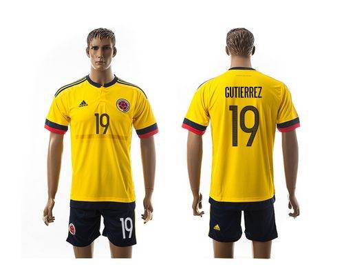 Colombia #19 Gutierrez Home Soccer Country Jersey