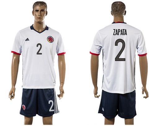 Colombia #2 Zapata Away Soccer Country Jersey Colombia #2 Zapata Away Soccer Country Jersey
