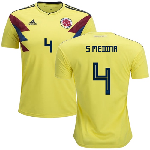Colombia #4 S.Medina Home Soccer Country Jersey Colombia #4 S.Medina Home Soccer Country Jersey