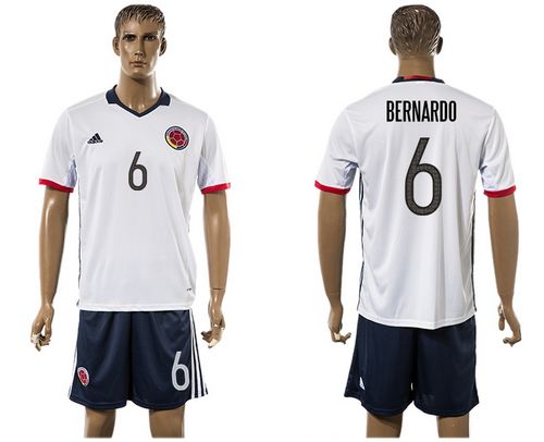 Colombia #6 Bernardo Away Soccer Country Jersey Colombia #6 Bernardo Away Soccer Country Jersey