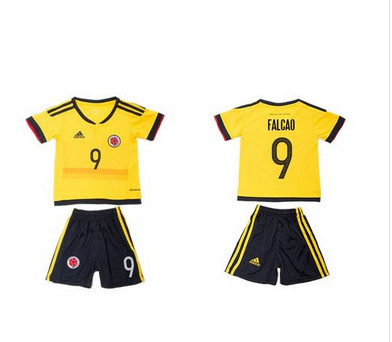 Colombia #9 Falcao Home Kid Soccer Country Jersey