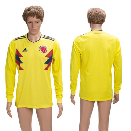 Colombia Blank Home Long Sleeves Soccer Country Jersey Colombia Blank Home Long Sleeves Soccer Country Jersey