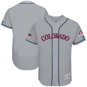 Colorado Rockies Majestic 2017 Stars & Stripes Authentic Collection FlexBase Team Jersey - Gray