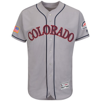 Colorado Rockies Majestic Fashion Stars & Stripes FlexBase Jersey - Gray