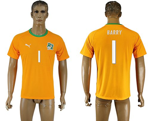 Cote d'lvoire #1 Barry Home Soccer Country Jersey