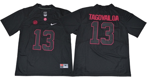 Crimson Tide #13 Tua Tagovailoa Blackout Limited Stitched NCAA Jersey Crimson Tide #13 Tua Tagovailoa Blackout Limited Stitched NCAA Jersey