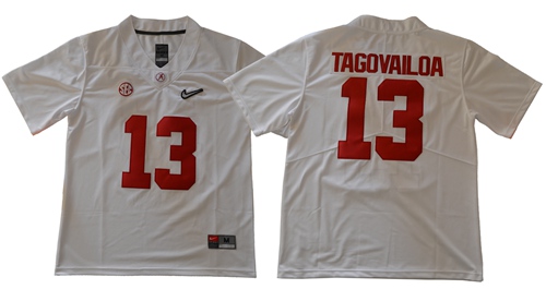 Crimson Tide #13 Tua Tagovailoa White Limited Stitched NCAA Jersey Crimson Tide #13 Tua Tagovailoa White Limited Stitched NCAA Jersey