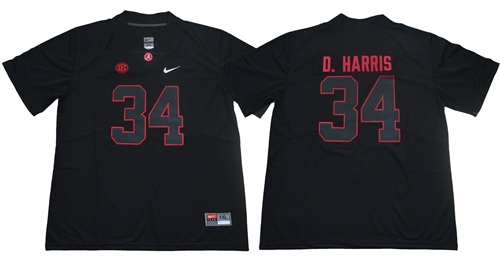 Crimson Tide #34 Damien Harris Blackout Limited Stitched NCAA