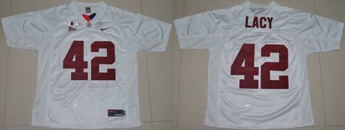 Crimson Tide #42 Eddie Lacy White 2016 College Football Playoff National Championship Patch Stitched NCAA Jersey]
