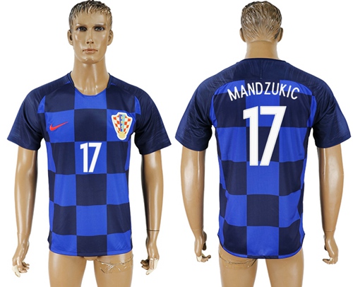 Croatia #17 Mandzukic Away Soccer Country Jersey Croatia #17 Mandzukic Away Soccer Country Jersey