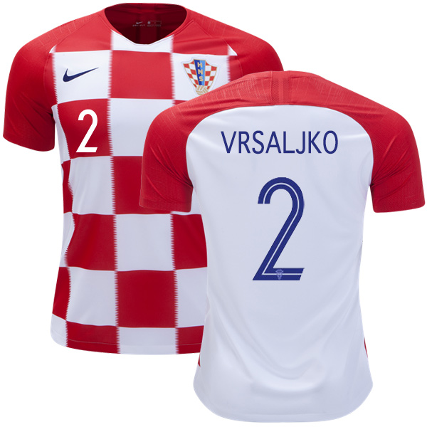 Croatia #2 Vrsaljko Home Kid Soccer Country Jersey Croatia #2 Vrsaljko Home Kid Soccer Country Jersey
