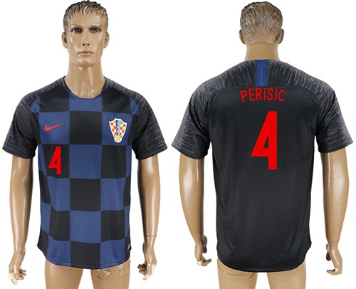 Croatia #4 Perisic Away Soccer Country Jersey Croatia #4 Perisic Away Soccer Country Jersey