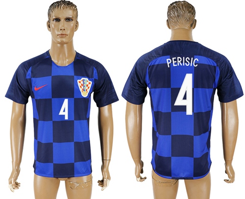 Croatia #4 Perisic Away Soccer Country Jersey Croatia #4 Perisic Away Soccer Country Jersey