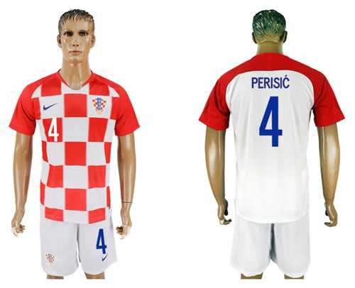 Croatia #4 Perisic Home Soccer Country Jersey Croatia #4 Perisic Home Soccer Country Jersey