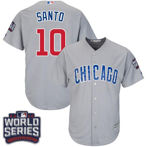 Cubs #10 Ron Santo Grey Road 2016 World Series Bound Stitched Youth MLB Jersey