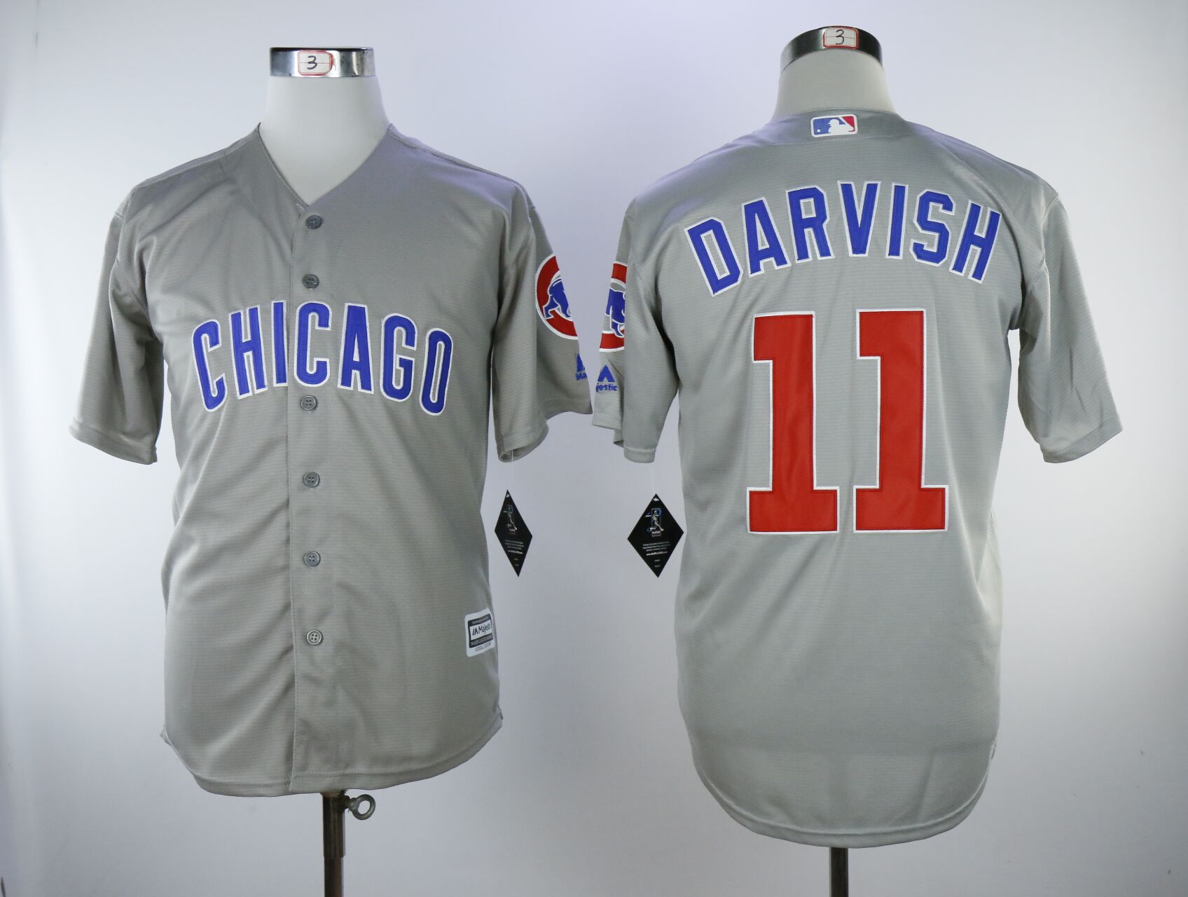 Cubs #11 Yu Darvish Gray Cool Base Jersey