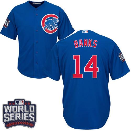 Cubs #14 Ernie Banks Blue Alternate 2016 World Series Bound Stitched Youth MLB Jersey