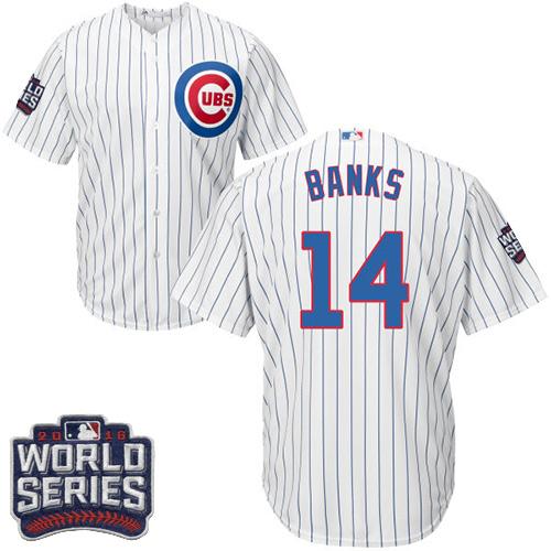 Cubs #14 Ernie Banks White Home 2016 World Series Bound Stitched Youth MLB Jersey