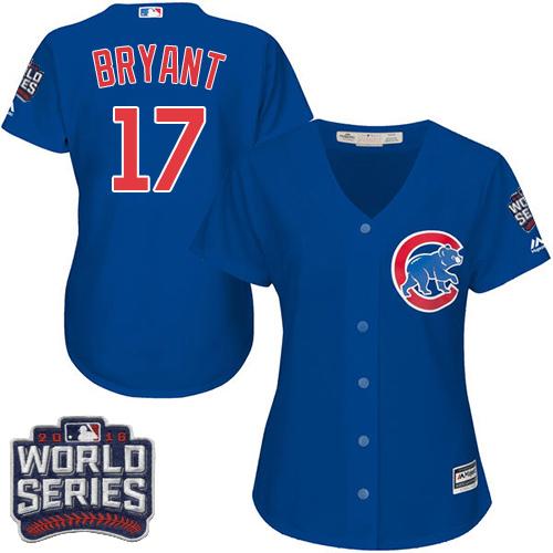 Cubs #17 Kris Bryant Blue Alternate 2016 World Series Bound Women's Stitched MLB Jersey Cubs #17 Kris Bryant Blue Alternate 2016 World Series Bound Women's Stitched MLB Jersey