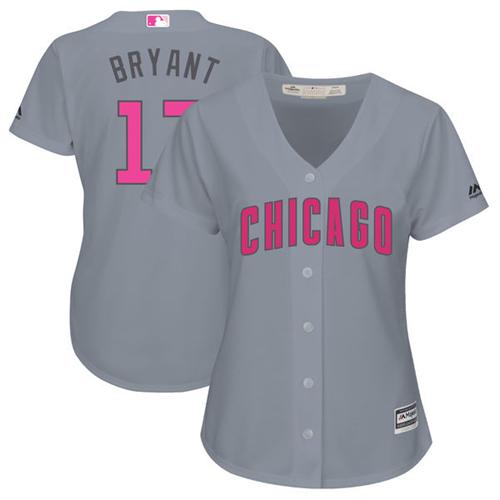 Cubs #17 Kris Bryant Grey Mother's Day Cool Base Women's Stitched MLB Jersey Cubs #17 Kris Bryant Grey Mother's Day Cool Base Women's Stitched MLB Jersey
