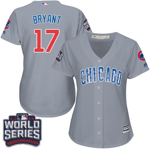 Cubs #17 Kris Bryant Grey Road 2016 World Series Bound Women's Stitched MLB Jersey Cubs #17 Kris Bryant Grey Road 2016 World Series Bound Women's Stitched MLB Jersey
