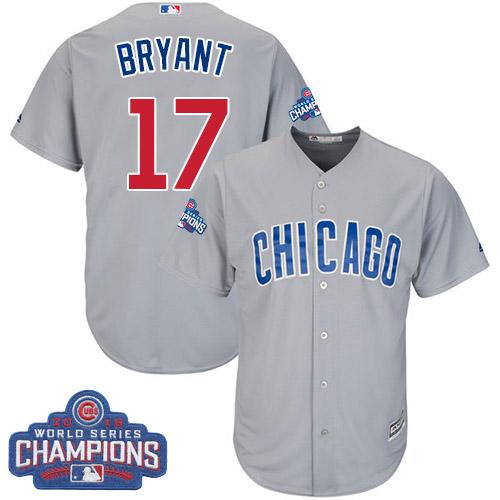 Cubs #17 Kris Bryant Grey Road 2016 World Series Champions Stitched Youth MLB Jersey Cubs #17 Kris Bryant Grey Road 2016 World Series Champions Stitched Youth MLB Jersey