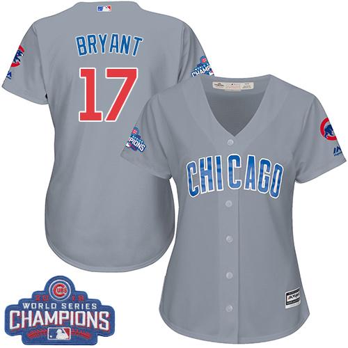 Cubs #17 Kris Bryant Grey Road 2016 World Series Champions Women's Stitched MLB Jersey Cubs #17 Kris Bryant Grey Road 2016 World Series Champions Women's Stitched MLB Jersey