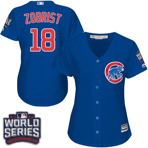 Cubs #18 Ben Zobrist Blue Alternate 2016 World Series Bound Women's Stitched MLB Jersey Cubs #18 Ben Zobrist Blue Alternate 2016 World Series Bound Women's Stitched MLB Jersey