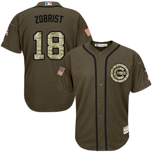 Cubs #18 Ben Zobrist Green Salute to Service Stitched Youth MLB Jersey Cubs #18 Ben Zobrist Green Salute to Service Stitched Youth MLB Jersey