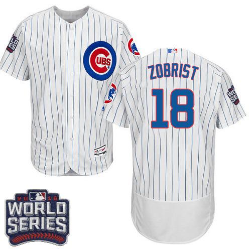 Cubs #18 Ben Zobrist White Flexbase Authentic Collection 2016 World Series Bound Stitched MLB Jersey Cubs #18 Ben Zobrist White Flexbase Authentic Collection 2016 World Series Bound Stitched MLB Jersey
