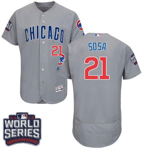 Cubs #21 Sammy Sosa Grey Flexbase Authentic Collection Road 2016 World Series Bound Stitched MLB Jersey Cubs #21 Sammy Sosa Grey Flexbase Authentic Collection Road 2016 World Series Bound Stitched MLB Jersey