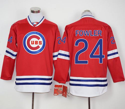 Cubs #24 Dexter Fowler Red Long Sleeve Stitched MLB Jersey Cubs #24 Dexter Fowler Red Long Sleeve Stitched MLB Jersey