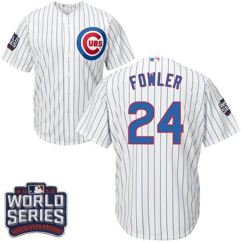 Cubs #24 Dexter Fowler White Home 2016 World Series Bound Stitched Youth MLB Jersey