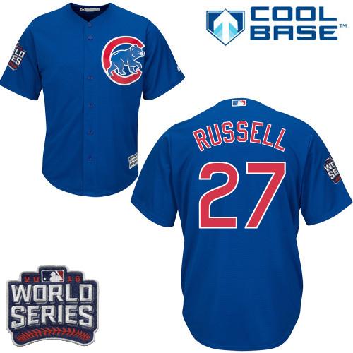 Cubs #27 Addison Russell Blue Alternate 2016 World Series Bound Stitched Youth MLB Jersey
