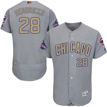 Cubs #28 Kyle Hendricks World Series Champions Gold Program Flexbase Jersey
