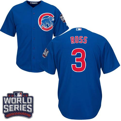 Cubs #3 David Ross Blue Alternate 2016 World Series Bound Stitched Youth MLB Jersey