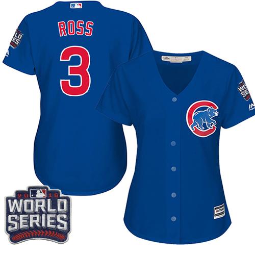 Cubs #3 David Ross Blue Alternate 2016 World Series Bound Women's Stitched MLB Jersey