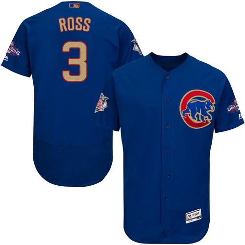 Cubs #3 David Ross Blue Flexbase Authentic 2017 Gold Program Stitched MLB Jersey Cubs #3 David Ross Blue Flexbase Authentic 2017 Gold Program Stitched MLB Jersey