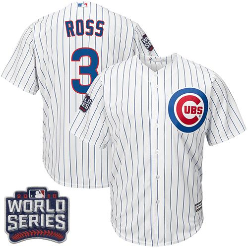 Cubs #3 David Ross White Home 2016 World Series Bound Stitched Youth MLB Jersey